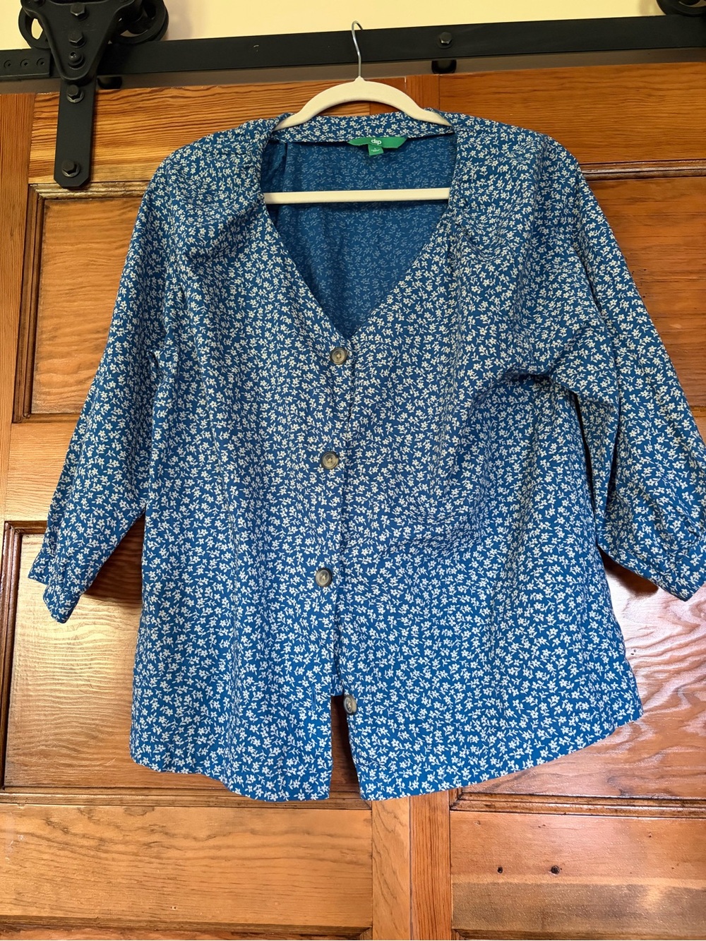 Blue Floral Button-Front Women's shirt